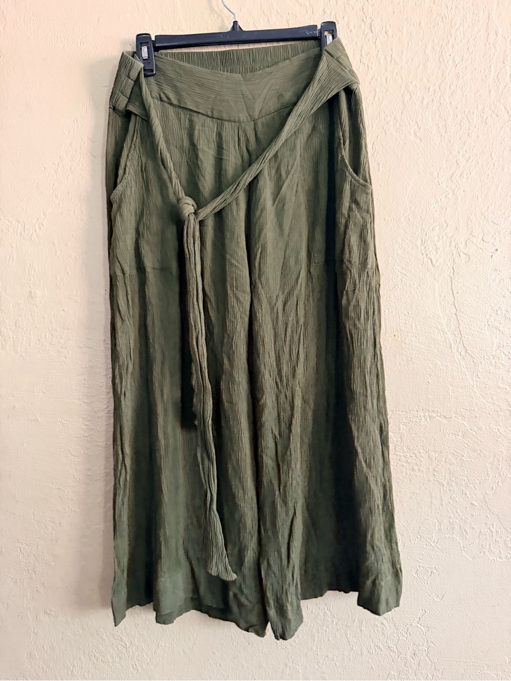 Noonday Collection Olive Tie-Waist Wide-Leg Pants